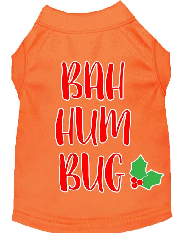 Bah Humbug Screen Print Dog Shirt Orange Med